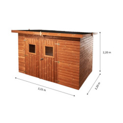 Abri Theora 7,33m² en bois thermo traité et toiture Onduline HABRITA	