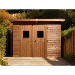 Abri Theora 6,78m² en bois thermo traité et toiture en acier HABRITA