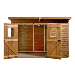 Abri Theora 7,33m² en bois thermo traité et toiture en acier HABRITA	