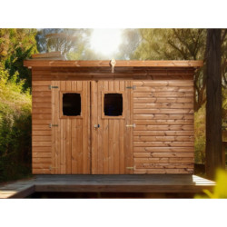 Abri Theora 7,33m² en bois thermo traité et toiture en acier HABRITA	