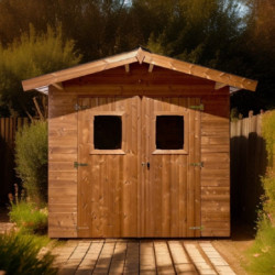 Abri Thermabri 7,81m² en bois thermo traité toiture en acier HABRITA