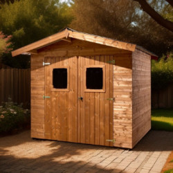 Abri Thermabri 7,81m² en bois thermo traité toiture en acier HABRITA