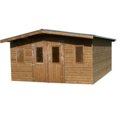 Abri Thermabri 19,69m² en bois thermo traité toiture en acier HABRITA