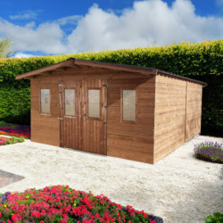 Abri Thermabri 24,30m² en bois thermo traité toiture en acier HABRITA