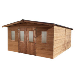 Abri Thermabri 24,30m² en bois thermo traité toiture en acier HABRITA