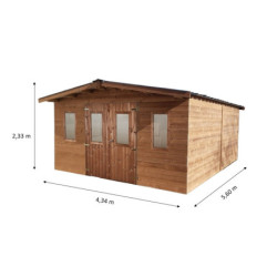 Abri Thermabri 24,30m² en bois thermo traité toiture en acier HABRITA