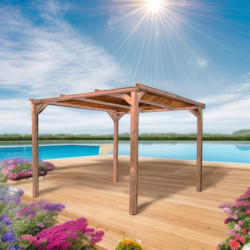 Pergola THONON 8,88m² en bois thermo chauffé sans couverture - HABRITA
