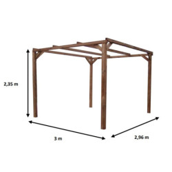 Pergola THONON 8,88m² en bois thermo chauffé sans couverture - HABRITA
