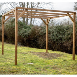 Pergola THONON 8,88m² en bois thermo chauffé sans couverture - HABRITA