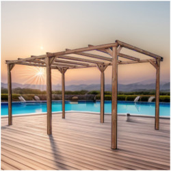 Pergola THONON 14,80m² en bois thermo chauffé sans couverture – HABRITA