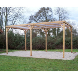 Pergola THONON 15,10m² en bois massif avec couverture PVC – HABRITA