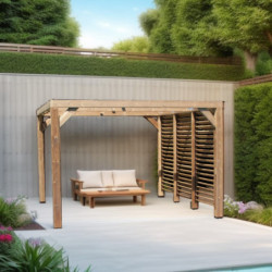 Pergola THERMAUVENT 10,67m² paroi avec ventelles mobiles HABRITA