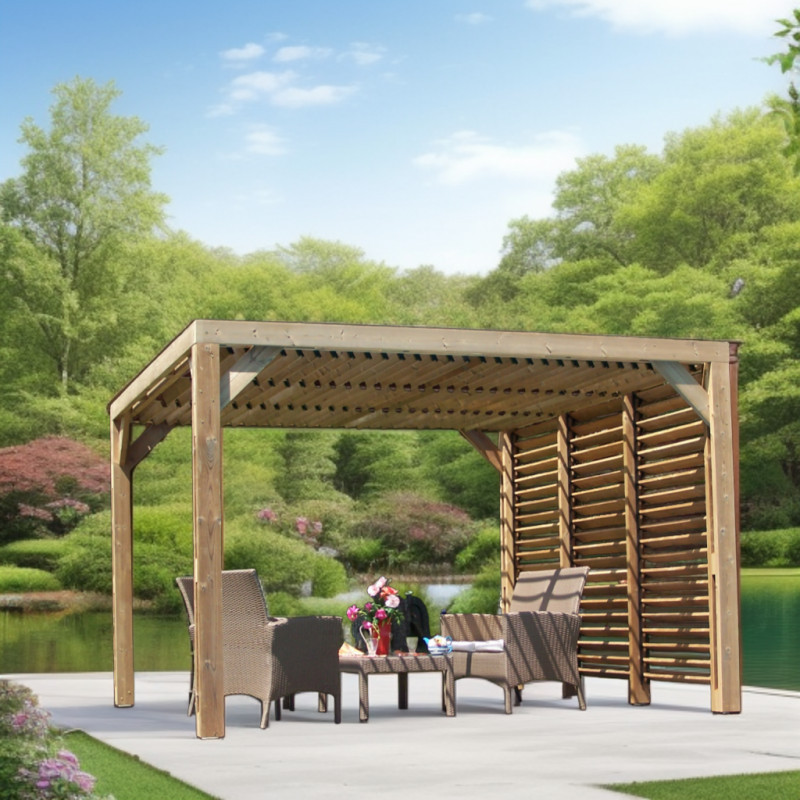 Pergola THERMAUVENT 10,67m² toiture et paroi avec ventelles HABRITA