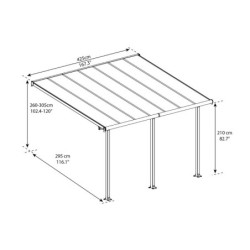 Toit de terrasse en aluminium gris 3x4,25m Olympia - PALRAM