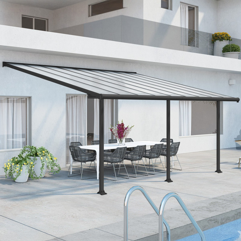 Toit de terrasse en aluminium gris 3x5,46m Olympia - PALRAM