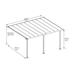 Toit de terrasse en aluminium blanc 3x5,46m Olympia - PALRAM