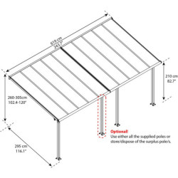 Toit de terrasse en aluminium gris 3x6,10m Olympia - PALRAM