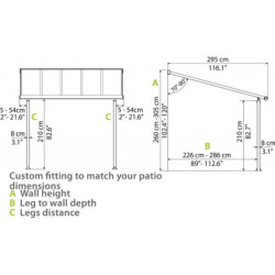 Toit de terrasse en aluminium gris 3x6,10m Olympia - PALRAM
