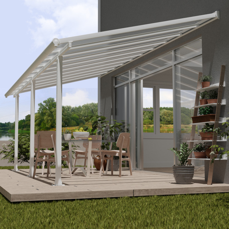Toit de terrasse en aluminium blanc 3x6,10m Olympia - PALRAM