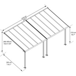 Toit de terrasse en aluminium blanc 3x6,10m Olympia - PALRAM