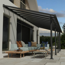 Toit de terrasse en aluminium gris 3x8,51m Olympia - PALRAM