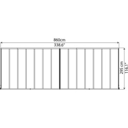 Toit de terrasse en aluminium gris 3x8,51m Olympia - PALRAM