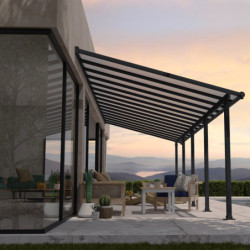 Toit de terrasse en aluminium gris 3x9,15m Olympia - PALRAM