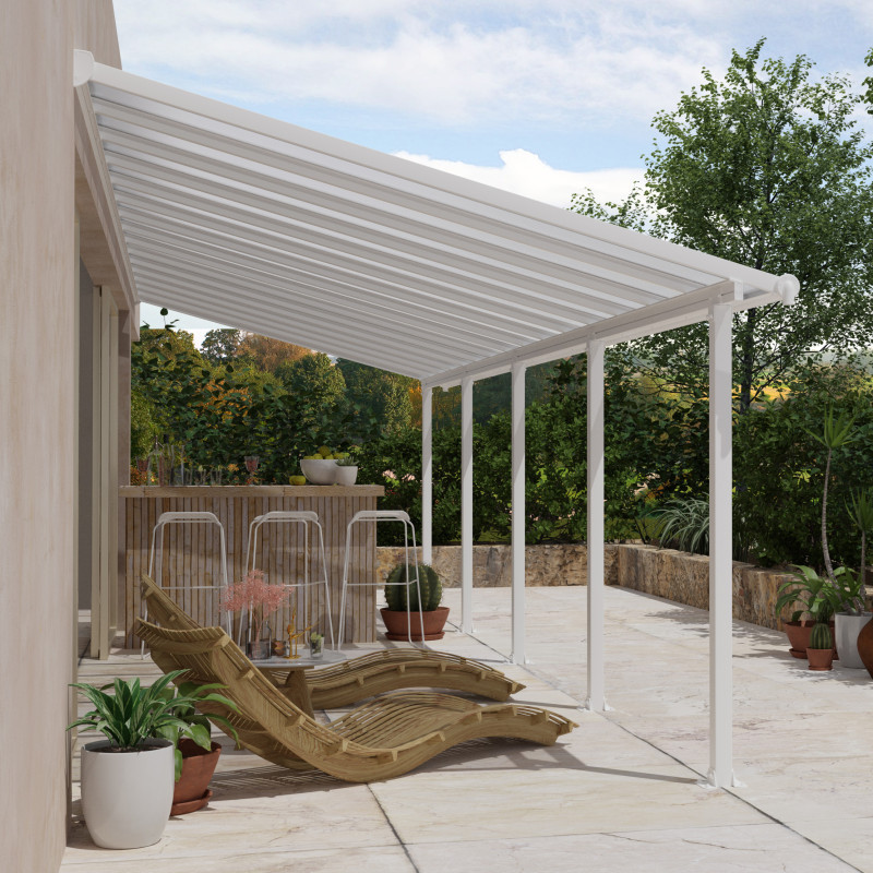 Toit de terrasse en aluminium blanc 3x9,15m Olympia - PALRAM