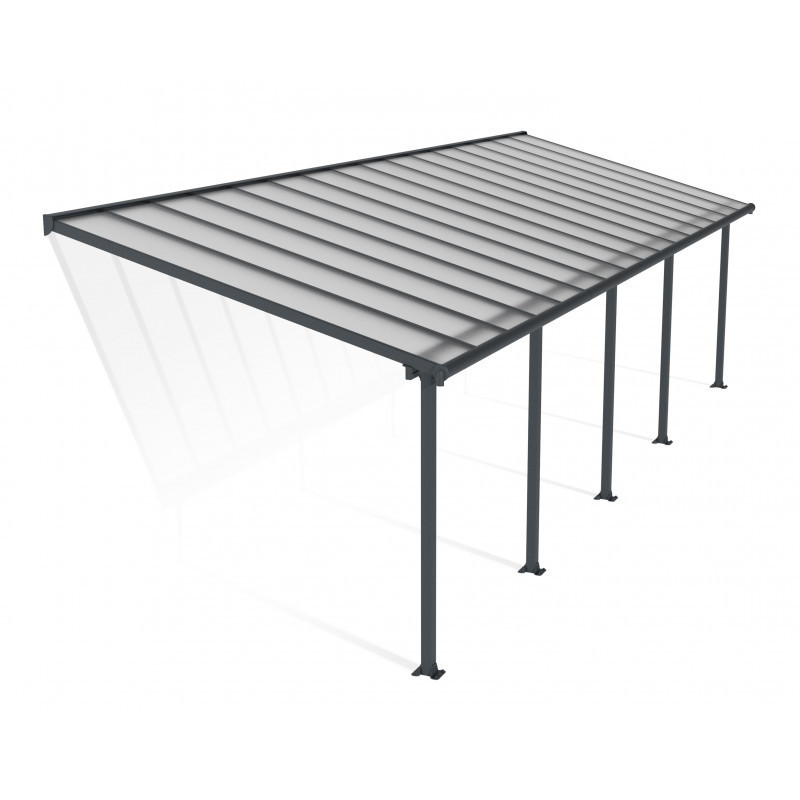 Toit de terrasse en aluminium gris 3x9,71m Olympia - PALRAM