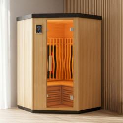 Sauna d'angle infrarouge chauffages carbone et full spectrum Vertical Black 2000W 2-3 places - SNÖ