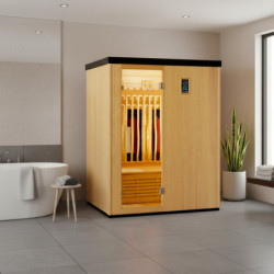 Sauna infrarouge chauffages carbone et full spectrum Vertical Black 2450W 3 places - SNÖ