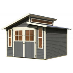 Abri 9,24m² en madriers de 19mm avec puit de lumière et embase incluse Grauburg 7– Karibu