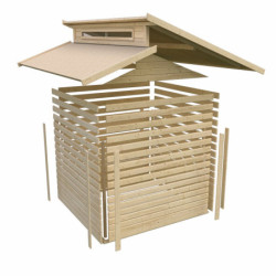 Abri 9,24m² en madriers de 19mm avec puit de lumière et embase incluse Grauburg 7– Karibu