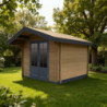 Abri de jardin en bois composite 28mm bois vieilli 14,44m² double porte alu et double vitrage - WoodLife Garden