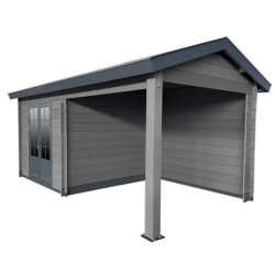 Abri de jardin en bois composite gris foncé 9m² + 9m² terrasse - Woodlife
