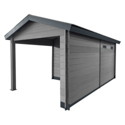 Abri de jardin en bois composite gris foncé 9m² + 9m² terrasse - Woodlife