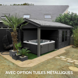 Abri de jardin en bois composite gris foncé 9m² + 9m² terrasse - Woodlife