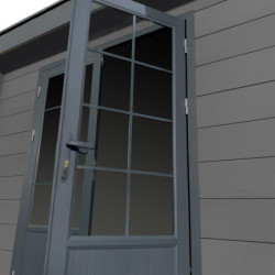Abri de jardin en bois composite gris foncé 9m² + 9m² terrasse - Woodlife