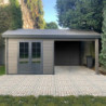 Abri de jardin en bois composite gris foncé 9m² + 9m² terrasse - Woodlife