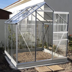 Serre Allium Venus 3,7m² en aluminium naturel et verre trempé 3mm + embase incluse - Natura Lams
