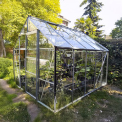 Serre Carvi Merkur 8,10m² en aluminium naturel et verre trempé 3mm + embase incluse - Natura Lams