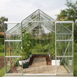 Serre Laurus Uranus 9,85m² en aluminium naturel et verre trempé 3mm + embase incluse - Natura Lams