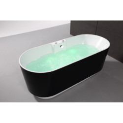 Baignoire balnéo + tablier - ilôt - noire et blanche - Ukio - SPALINA