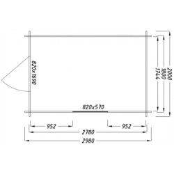 Abri adossé 5,96m² PLUS  en bois massif 28mm Gardy Shelter