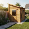 Abri adossé 5,96m² PLUS madriers 28mm traités marron Gardy Shelter
