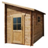 Abri adossé en bois massif 28mm traité marron Gardy Shelter