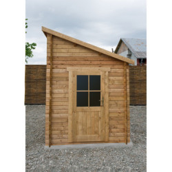 Abri adossé en bois massif 28mm traité marron Gardy Shelter