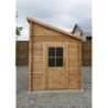 Abri adossé en bois massif 28mm traité marron Gardy Shelter