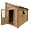 Abri adossé en bois massif 28mm traité marron Gardy Shelter