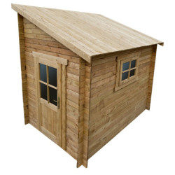 Abri adossé en bois massif 28mm traité marron Gardy Shelter